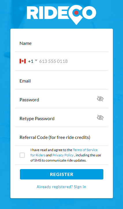 Creating your RideCo Account – RideCo